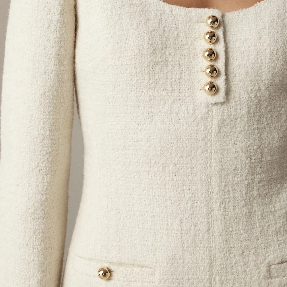 scoopneck dress in tweed