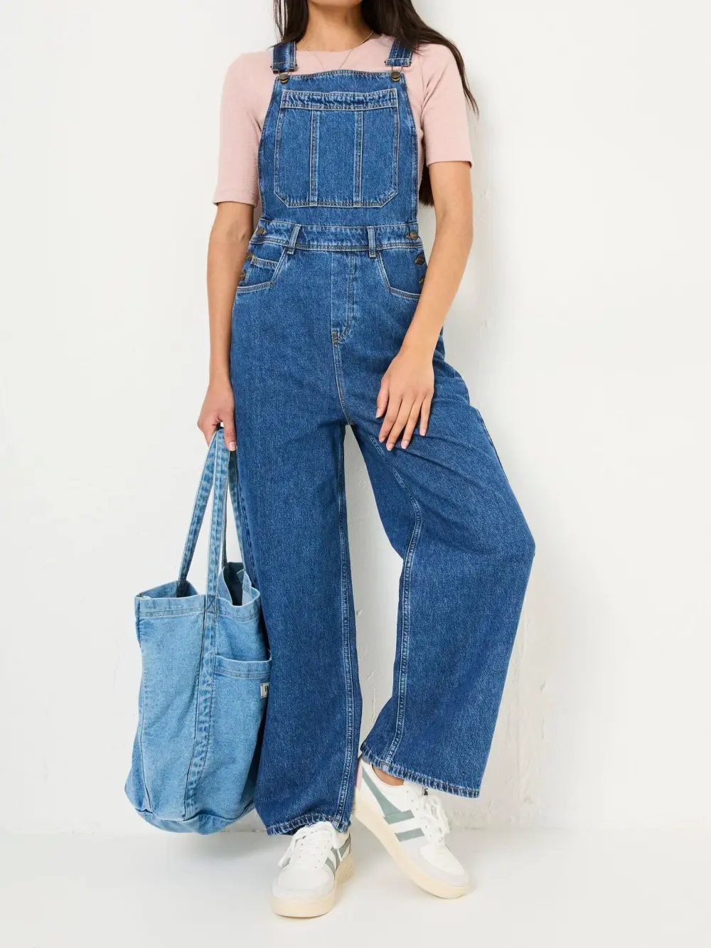 Alexa Denim Vintage Wide Leg Dungarees