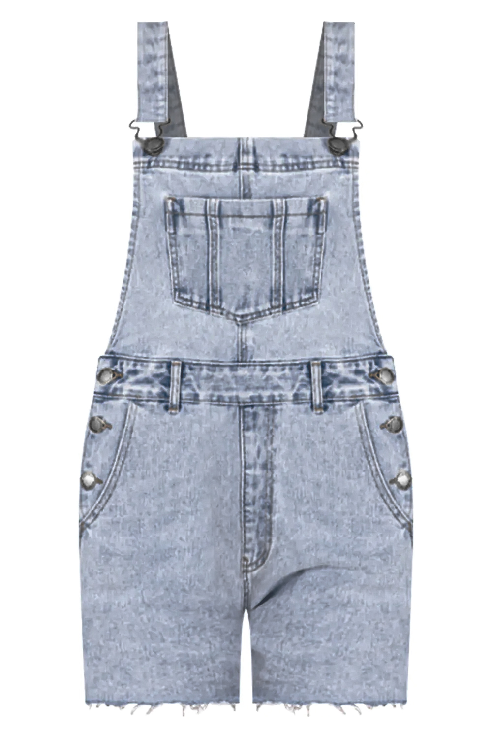 Never Wanna Grow Up Light Wash Short Overalls