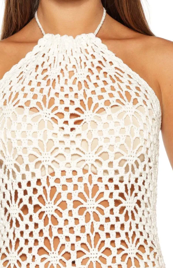 Halter Neck Crochet Mini Dress