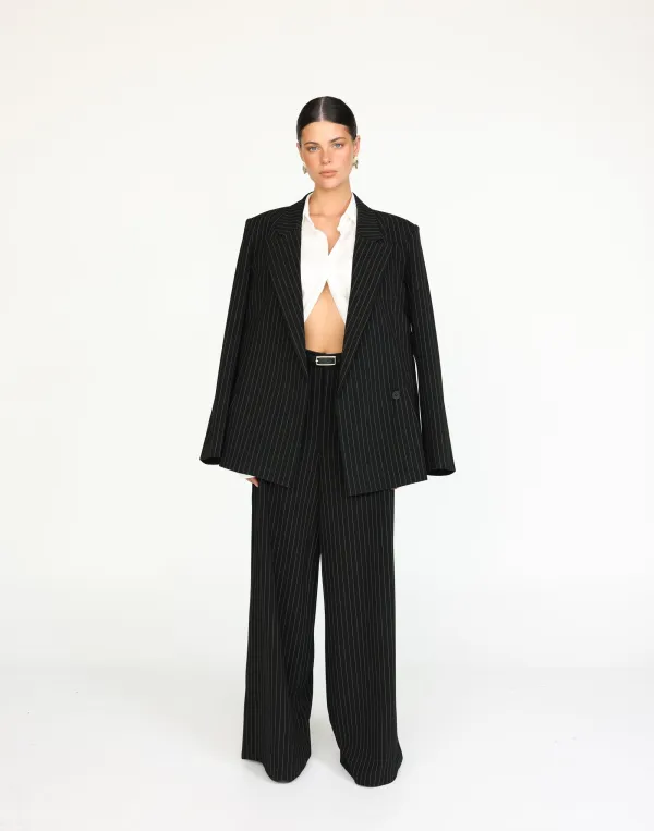 Kenza Blazer (Black Pinstripe)