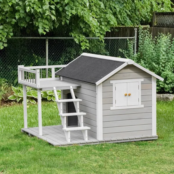 Moberg Gray Wood Dog House