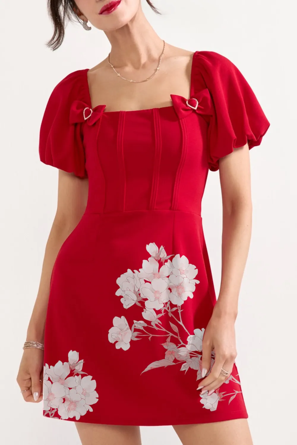 Ava Heart Embellished Corset Mini Dress