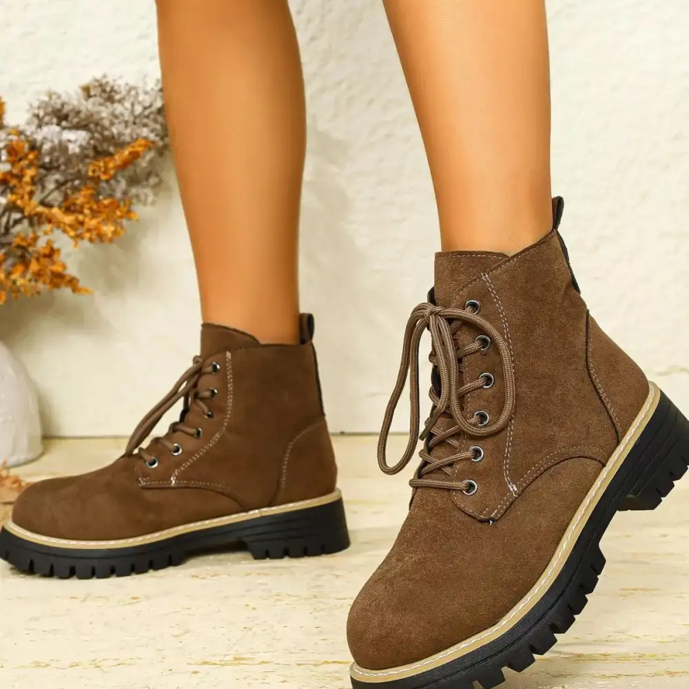 Round Toe Lace-Up Boots