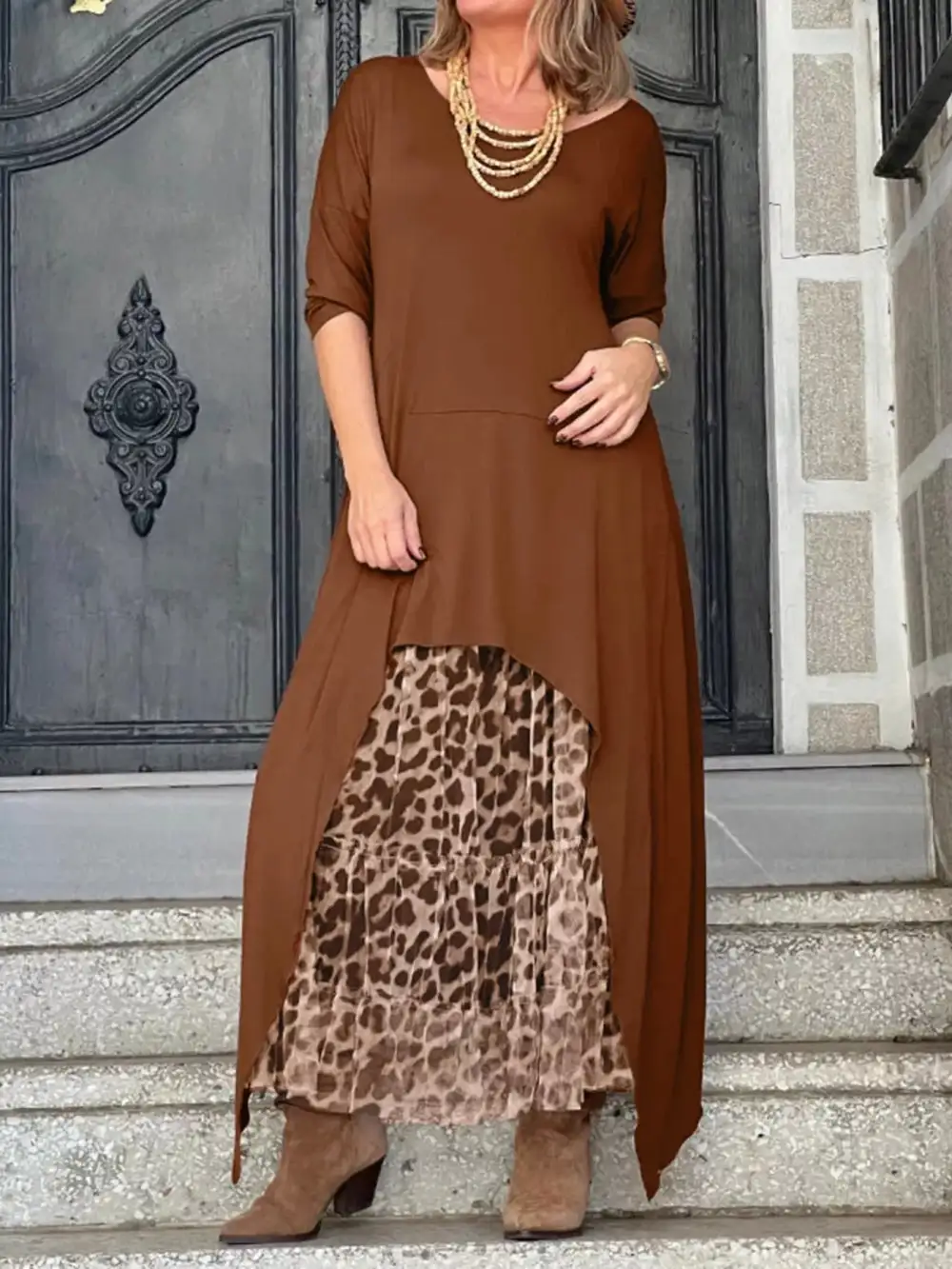 Wearable Cut Animal Print Midi Dress