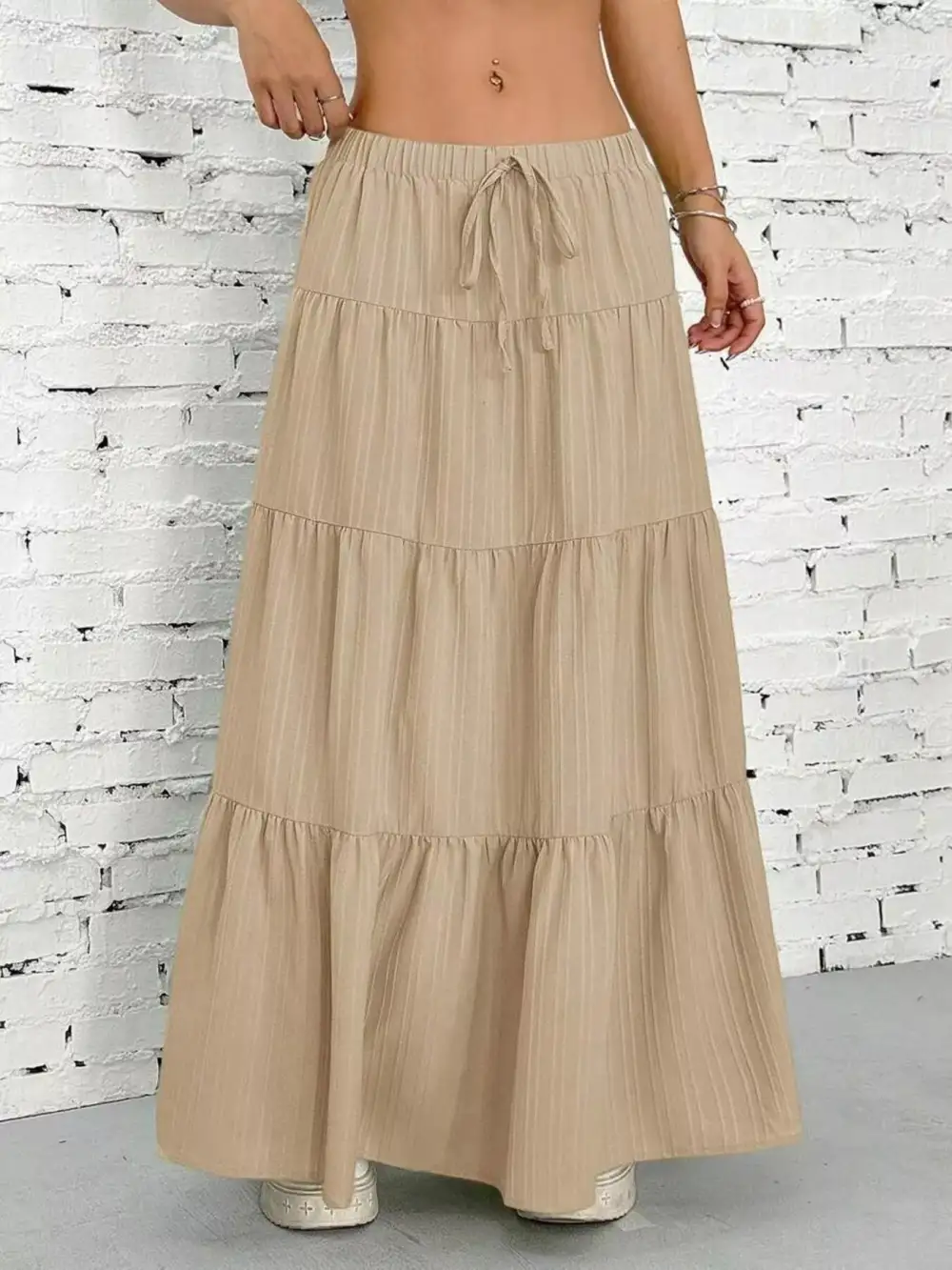 Modern Tiered Flowy Maxi Skirt