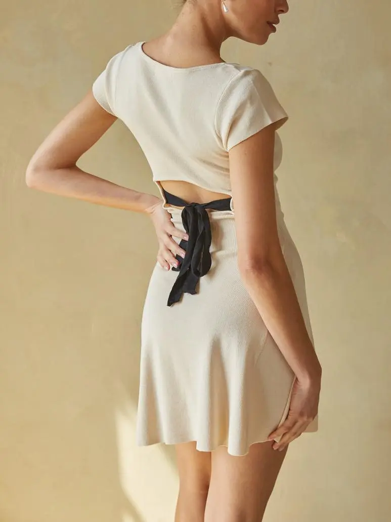 Knit Open Back Mini Dress