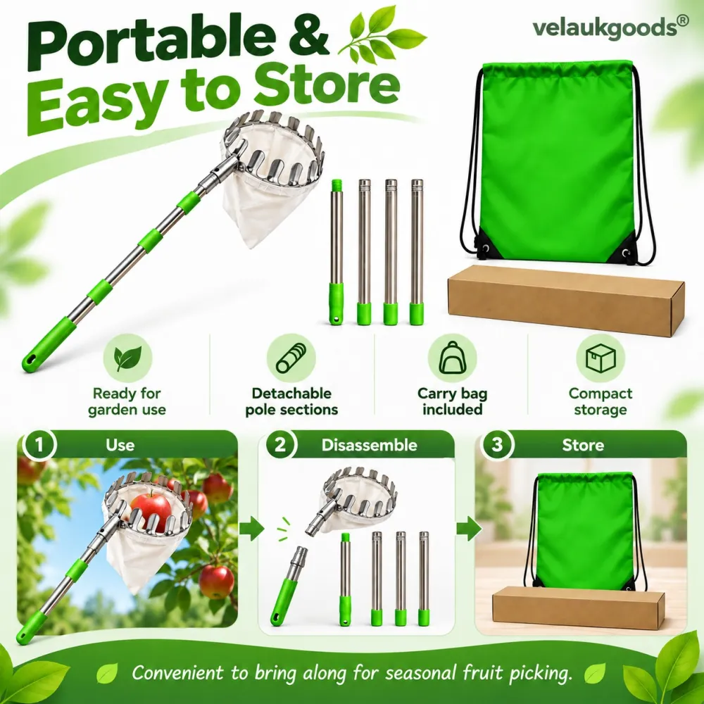 Fruit Picker Head Basket – Durable Design, Easy Attach & Perfect for Reaching High Branches Without a Ladder 🌳