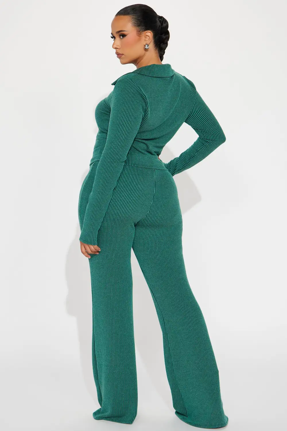 Josie Ribbed Long Sleeve Set - Hunter