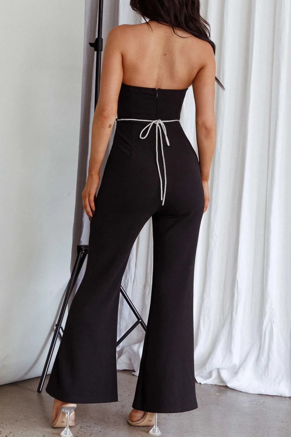 Handsome And Fashionable Black Stretch Jumpsuit