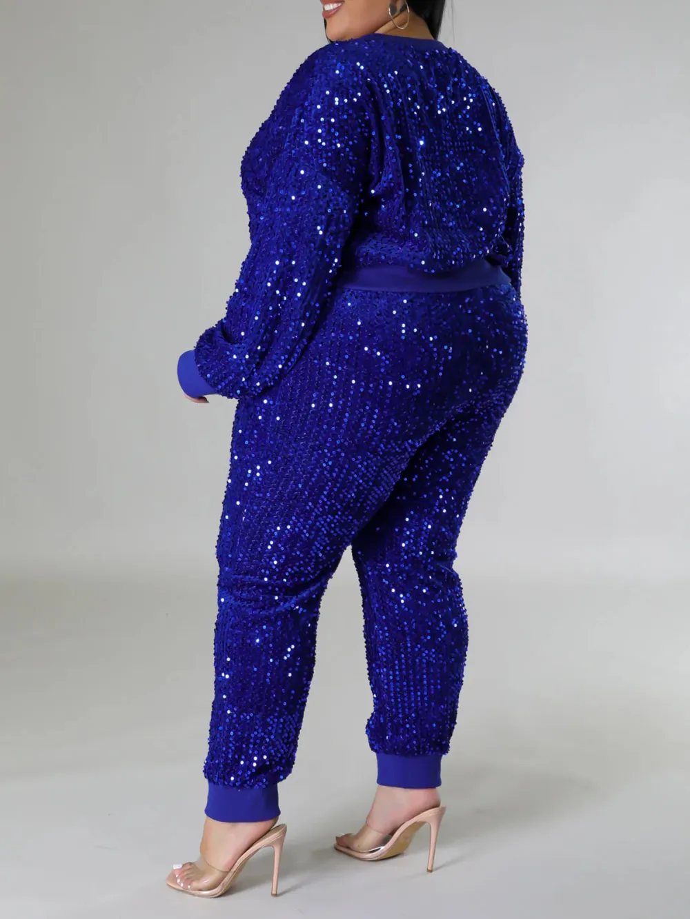 Plus Size Women'S Fashion Sequin Suit