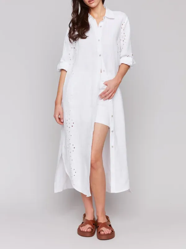 Cotton And Linen Breathable Solid Color Basic Dress