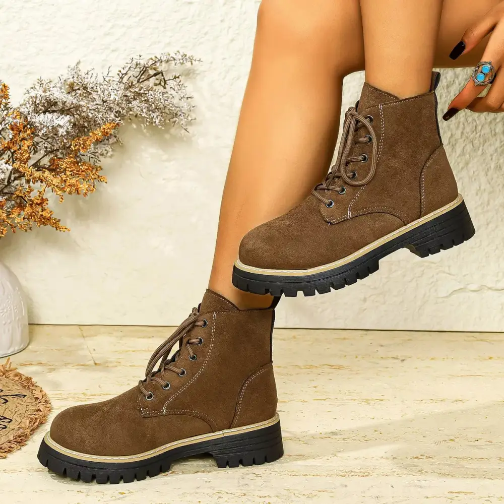 Round Toe Lace-Up Boots