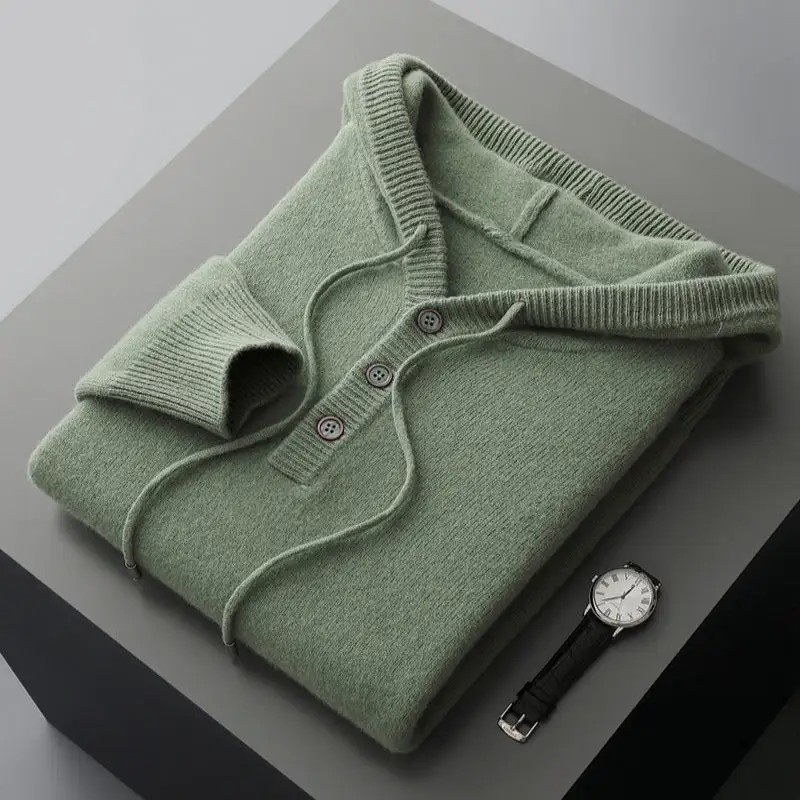 Ribbed Merino Hooded Sweater