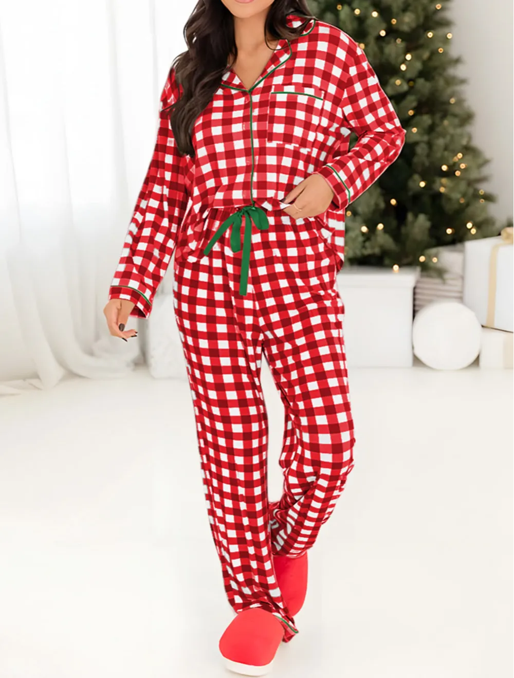 Plaid Fiery Pajama Set
