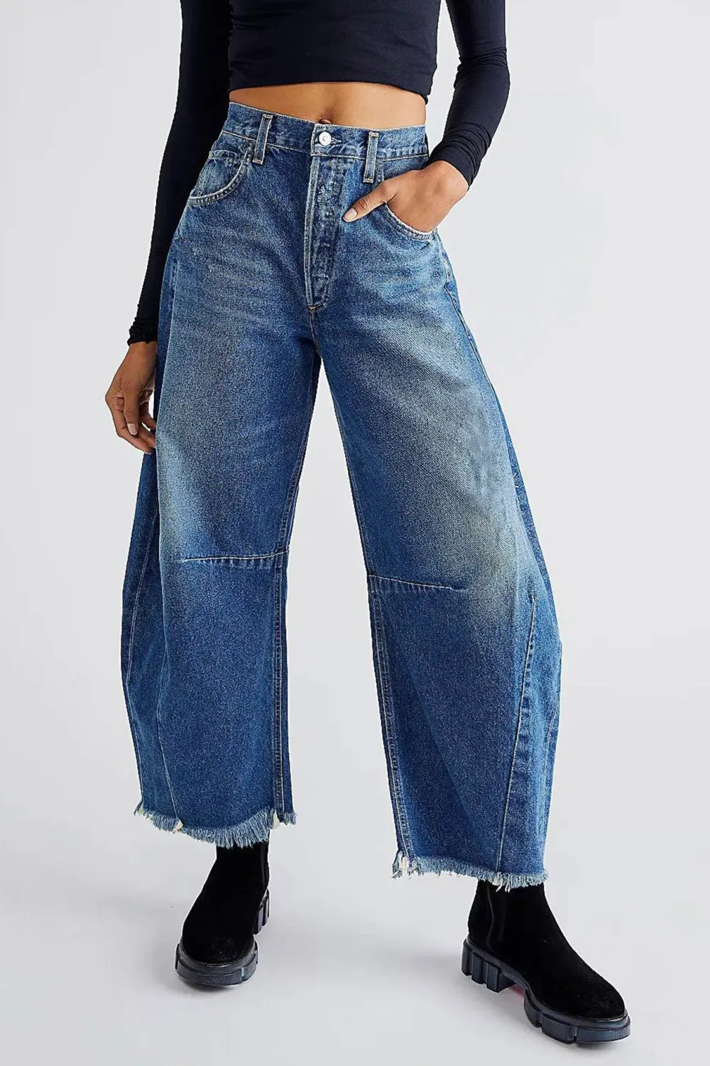Cropped Straight Denim Pants