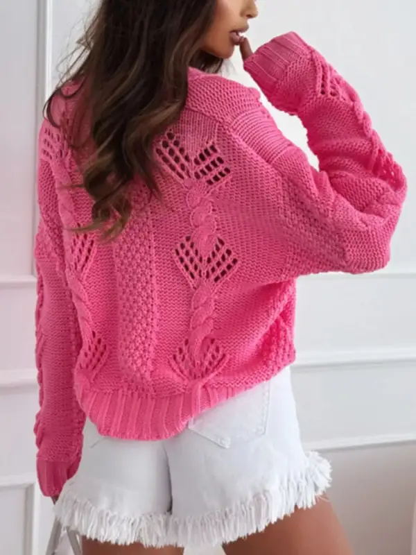 Button-Up V-Neck Cardigan
