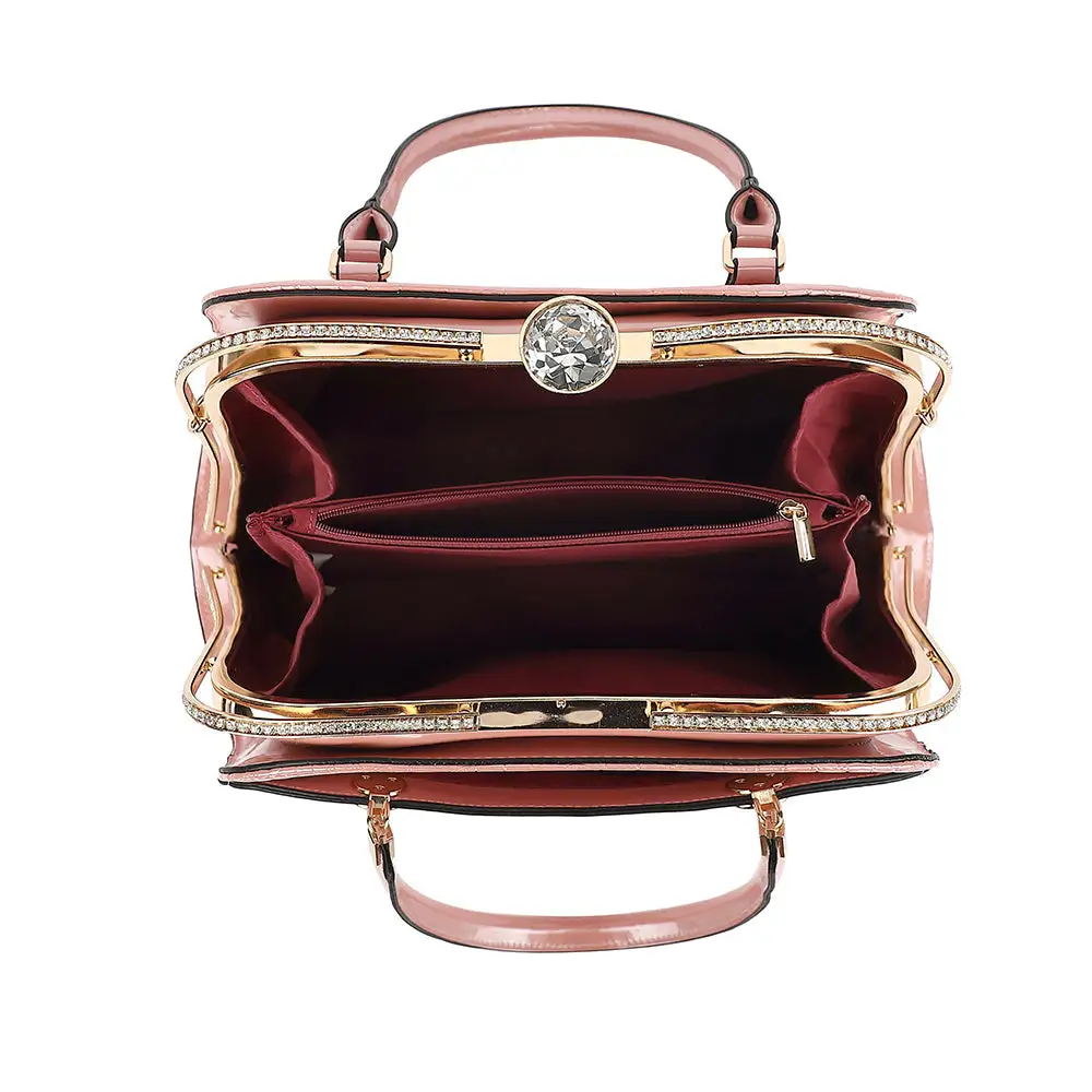 Croco Patent Satchel Bag