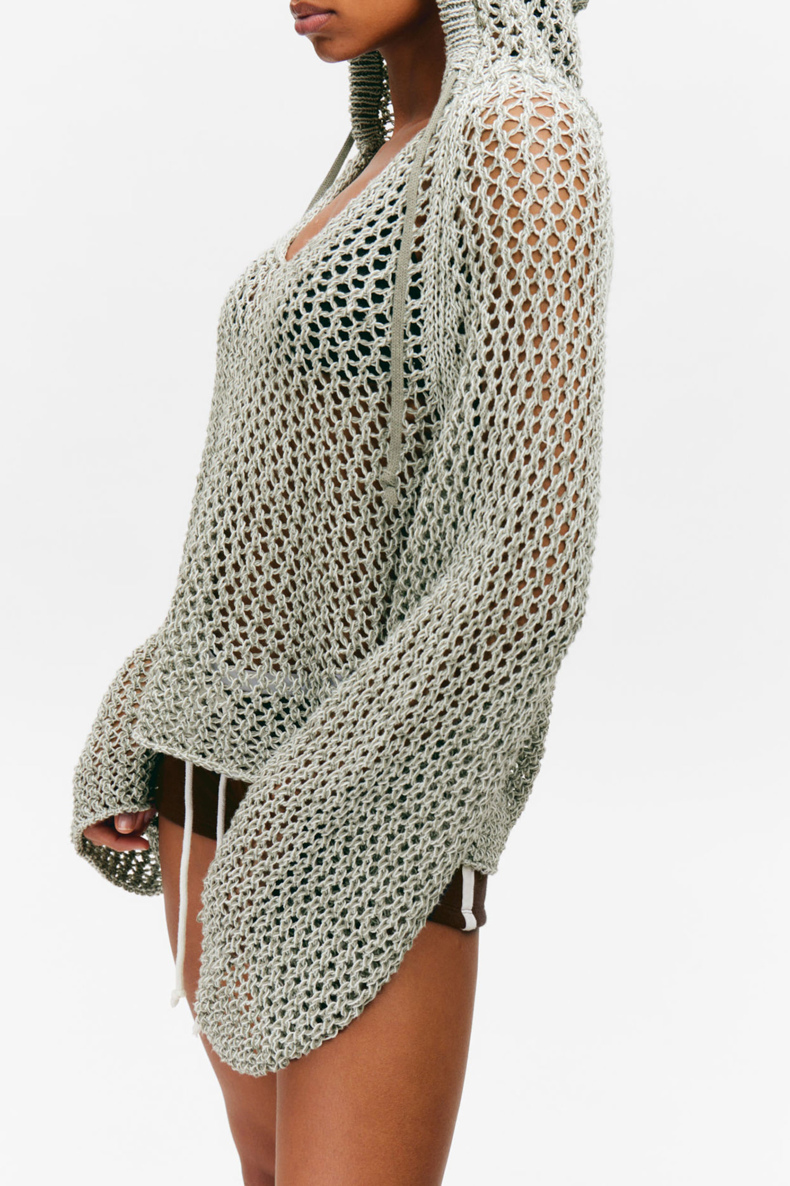 Hollow Hooed Drop Shoulder Sweater