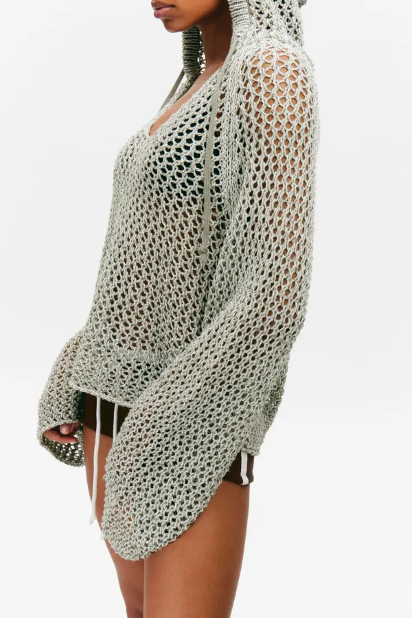 Hollow Hooed Drop Shoulder Sweater