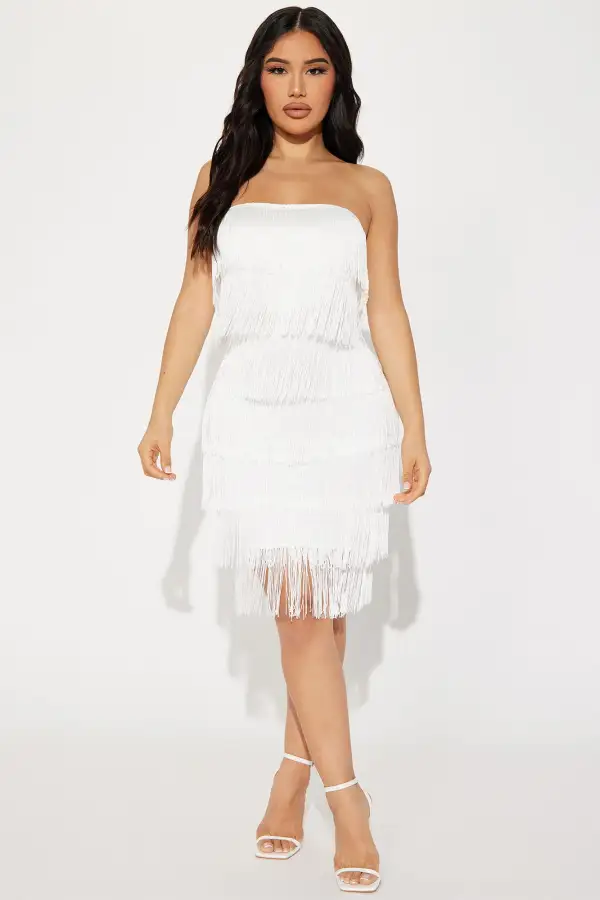 Jordyn Fringe Mini Dress - Ivory