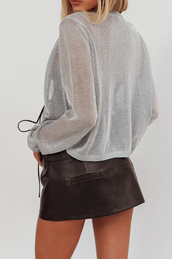 Stunning Metallic Texture Women's Cardigan