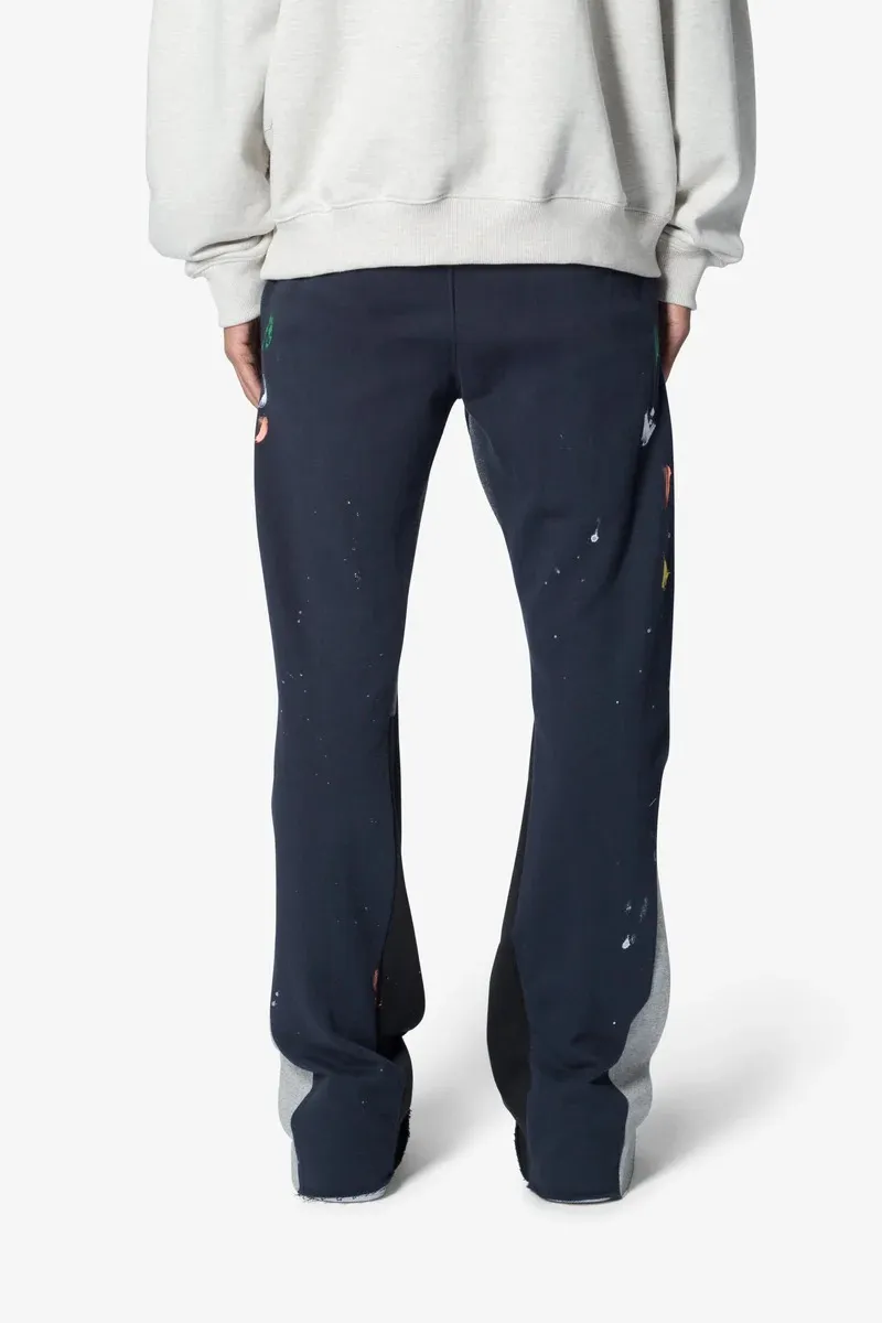 NAVY BLUE CONTRAST BOOTCUT SWEATPANTS