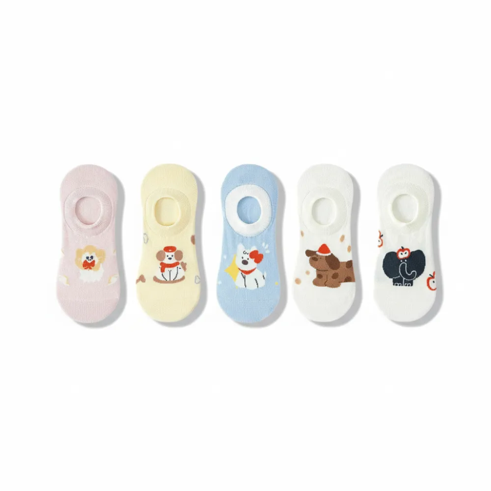Whimsical Animal Cotton Footie Socks