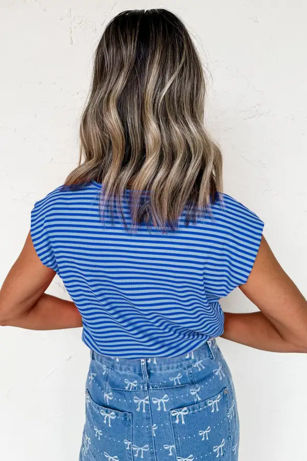 Clean Ribbed Cap Sleeve Round Tee