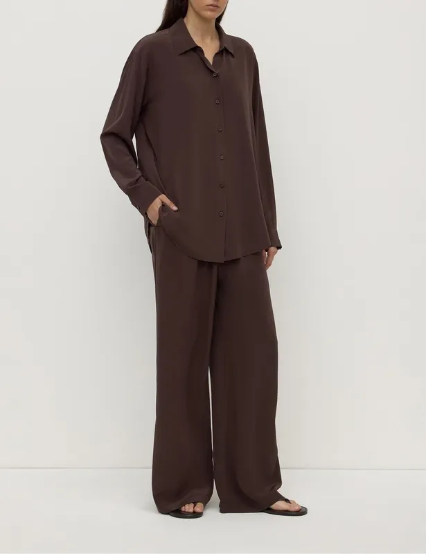 Ganache Silk Long Sleeve Shirt