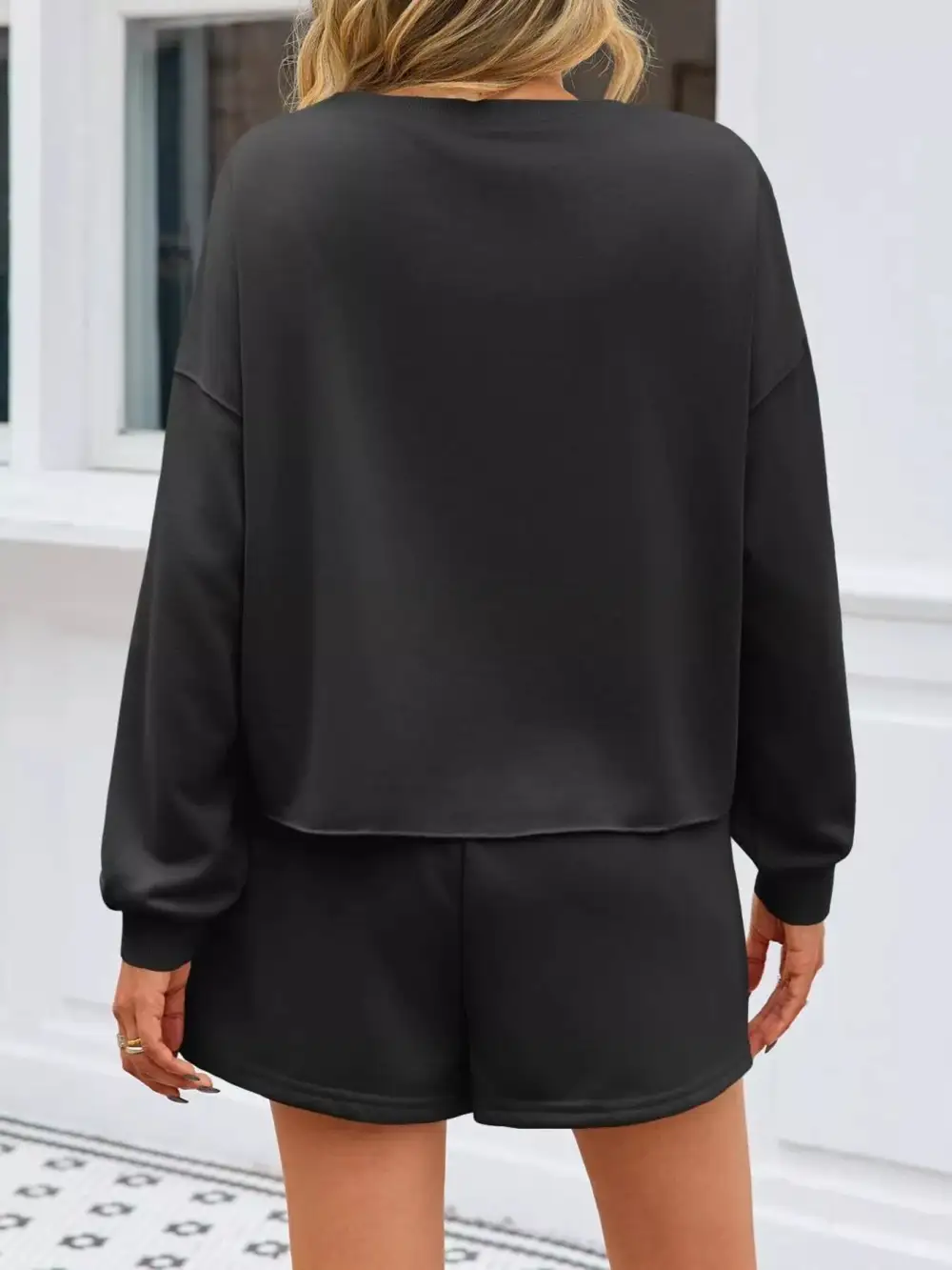 Pearl Embellished Round Neck Top and Skort Set