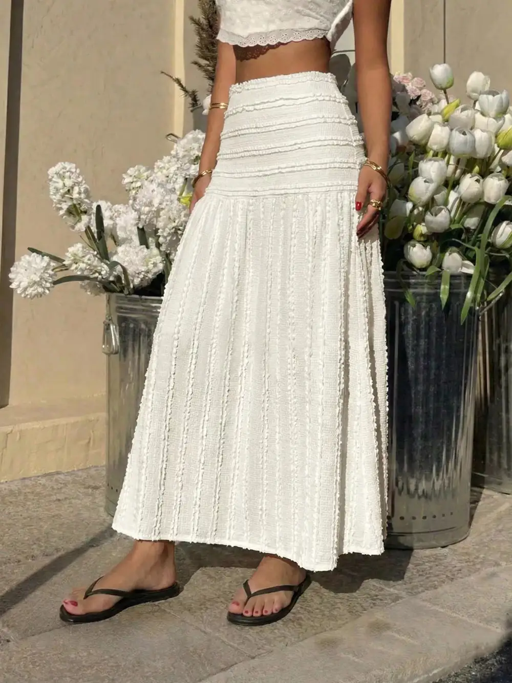 Modern Flared Line Detail Skirt