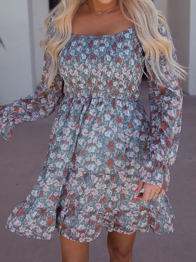 Botanical Print Short Dress