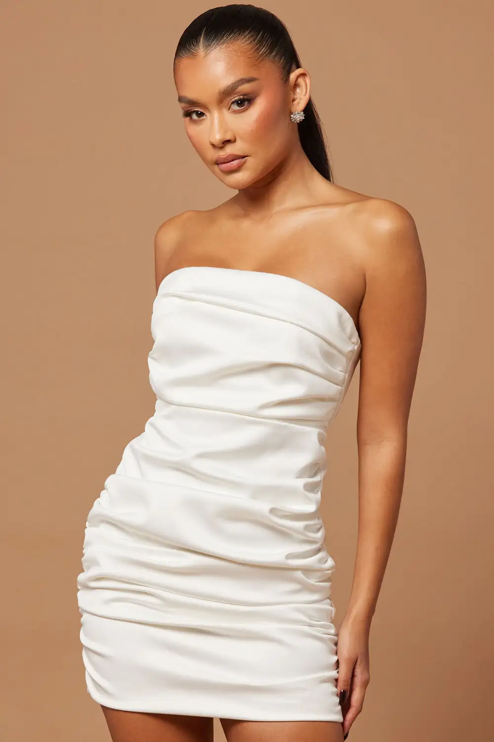 Antoinette Satin Mini Dress - White