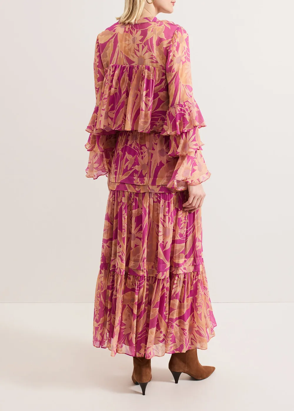 Gauze Floral Half-Length Dress