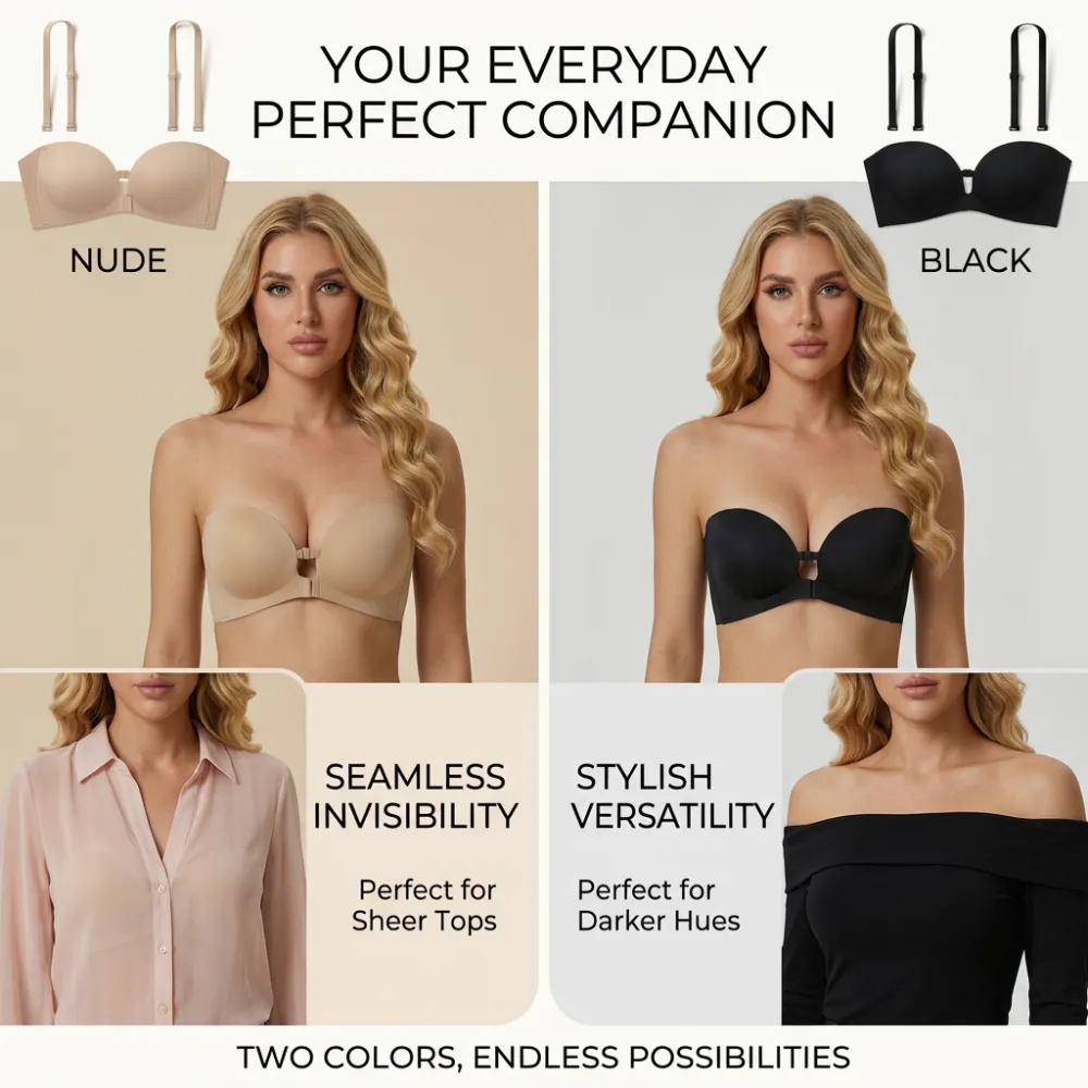 Strapless Front-Close Push-Up Bra