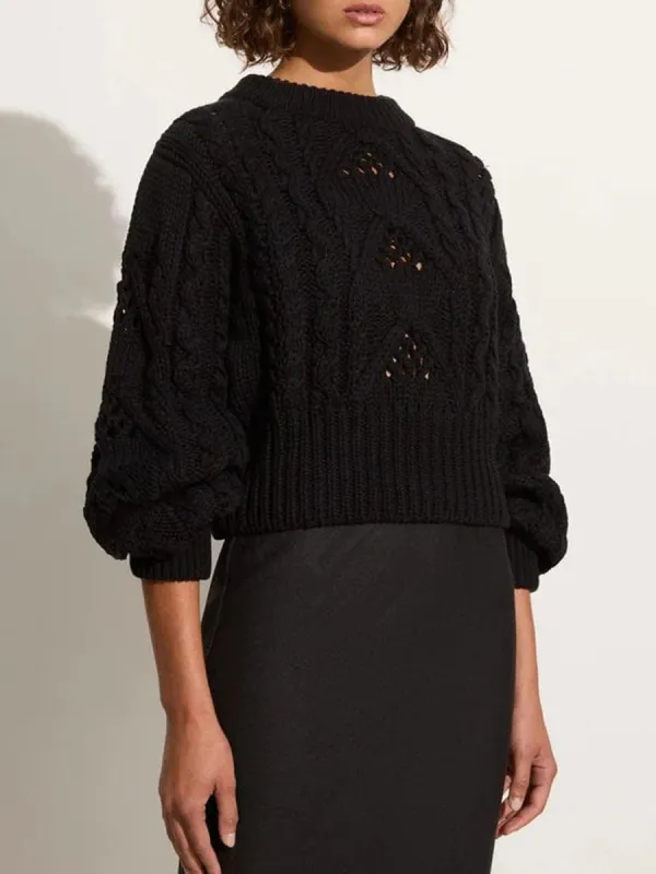 Black Crochet Detail Knit Jumper