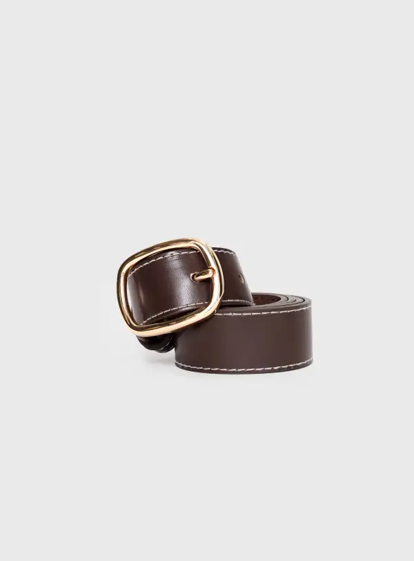 Smooth Finish Buckle Faux Leather Belt
