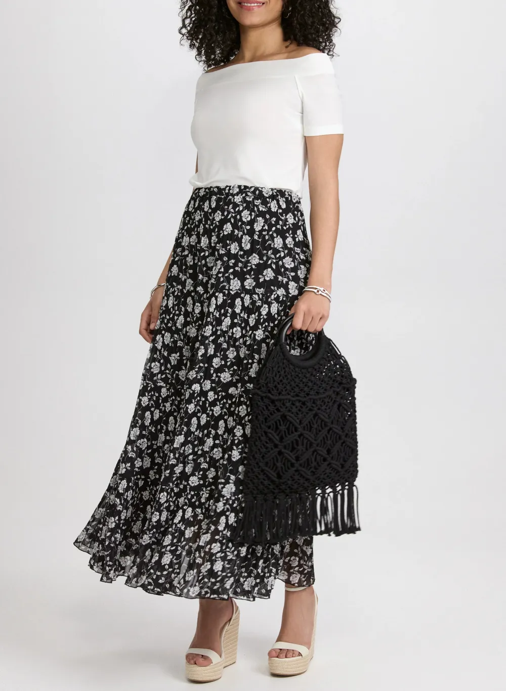 Floral Print Flowy A-Line Skirt