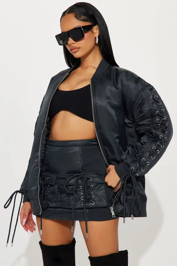 Roxxy Puffer Skirt Set - Charcoal