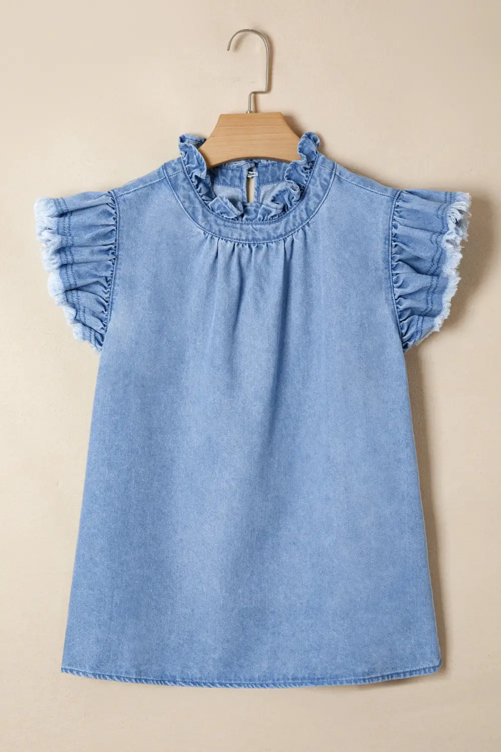 Clean Frilled Collar Flutter Sleeve Tee
