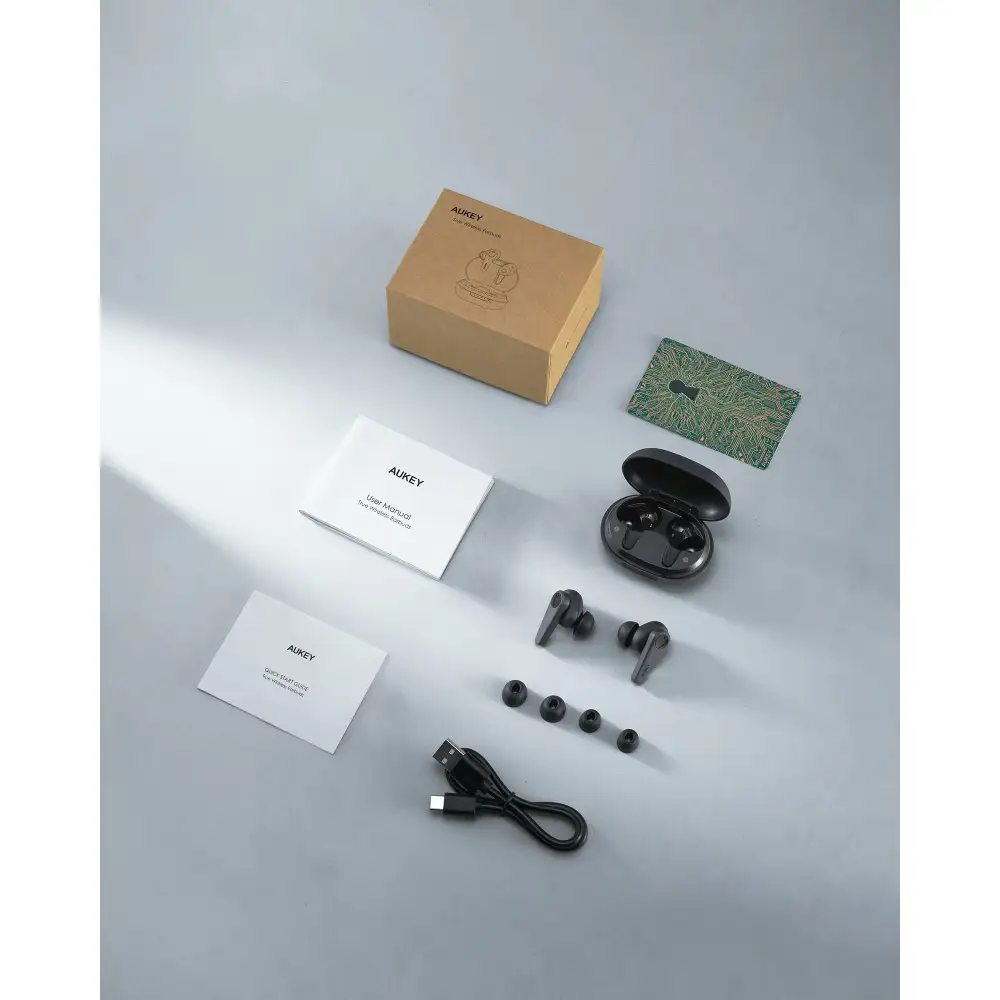 AUKEY Hybrid Active Noise Cancelation Wireless Earbuds Black