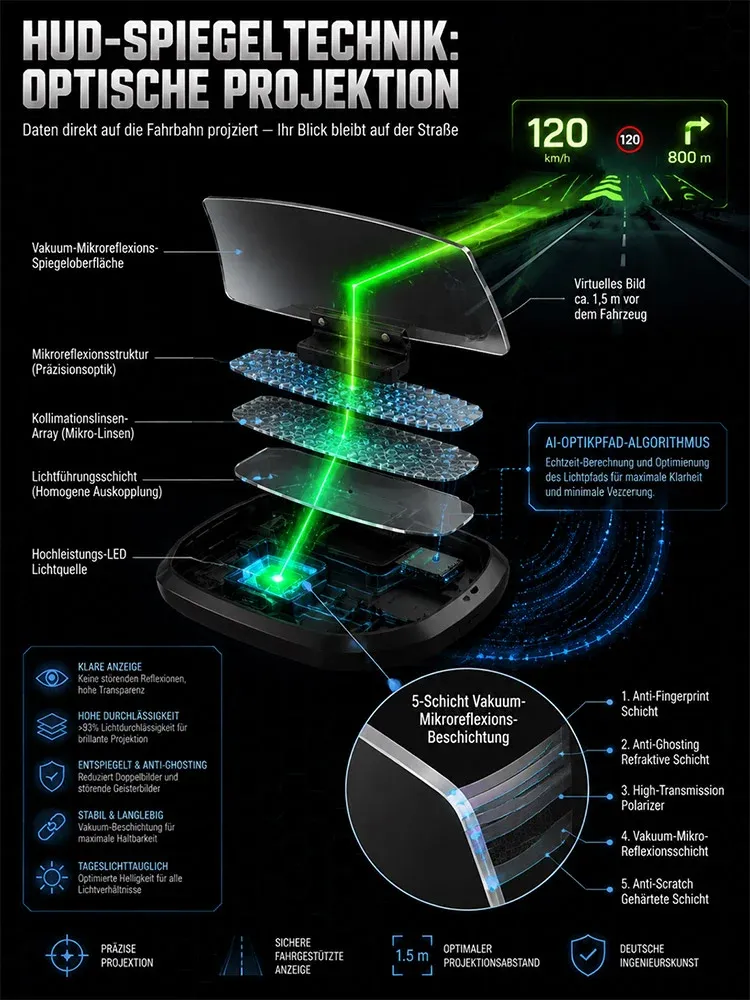 HUD Head up Display Wireless Automatic 2-in-1 Wireless Charging Phone Stand
