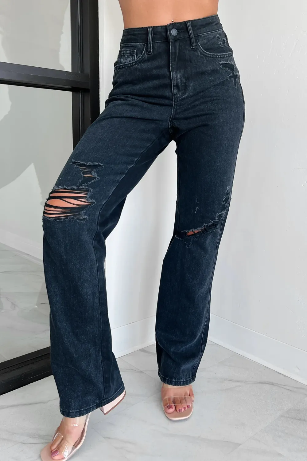 Fowler High Rise Rigid Stretch Blue Straight Leg Jeans