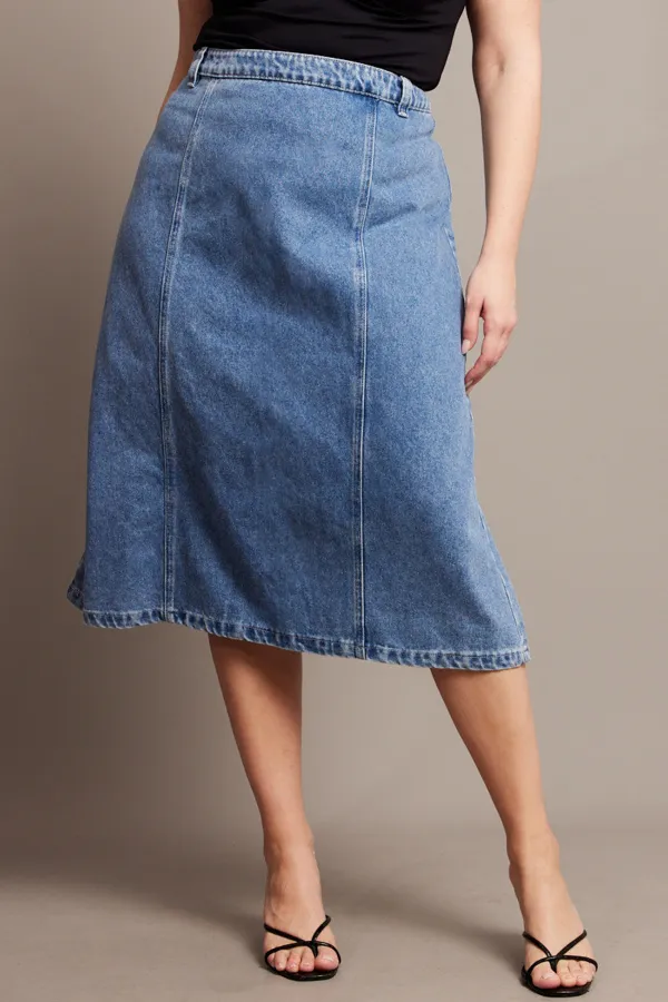Denim Casual Patchwork Skirt
