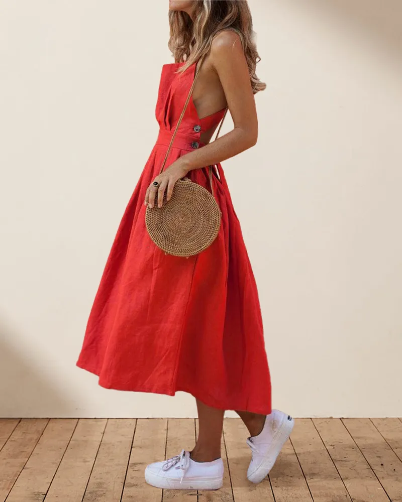 Backless Lace Up Dress