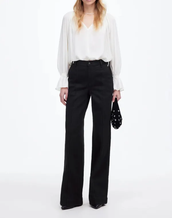 Black High Waist Straight Leg Tailored Trousers