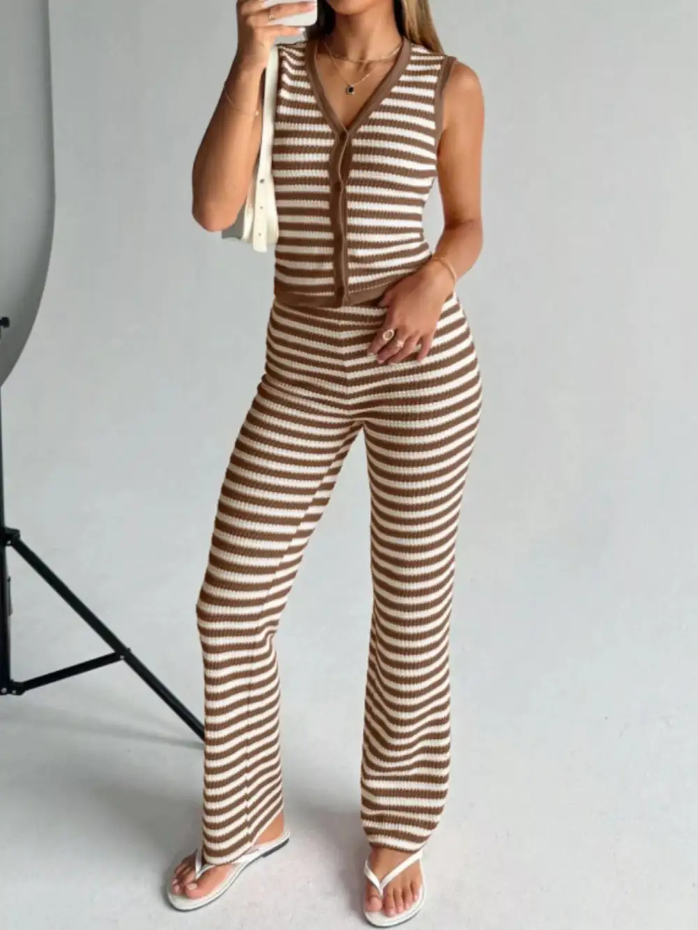 Striped Knit Jumpsuit