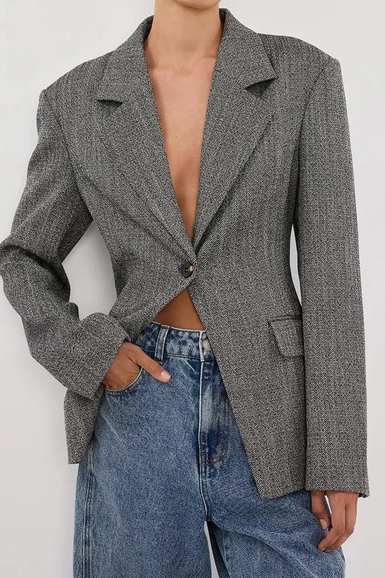 CHARCOAL CINCHED BLAZER
