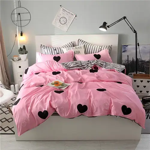 (Store Closing Sale) Flower Duvet Cover Bedding Set Peach Daisy Pastoral style Flat Bed Sheet